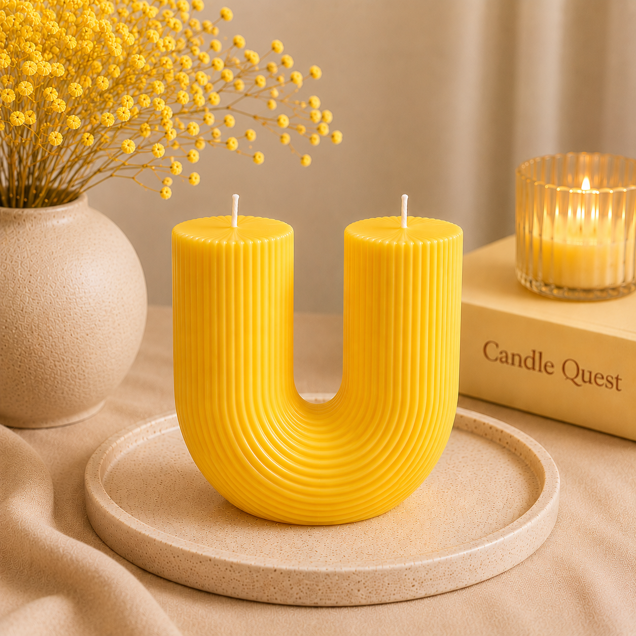 Sculptural Ribbed Candle