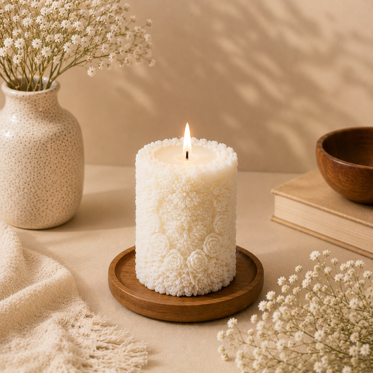 Floral Pillar Candle