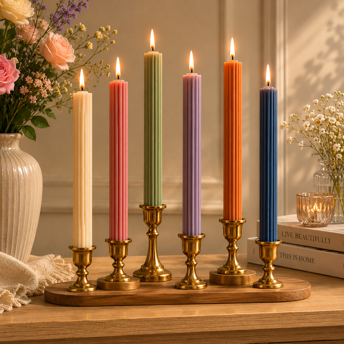 Lining Textured Pillar Candles