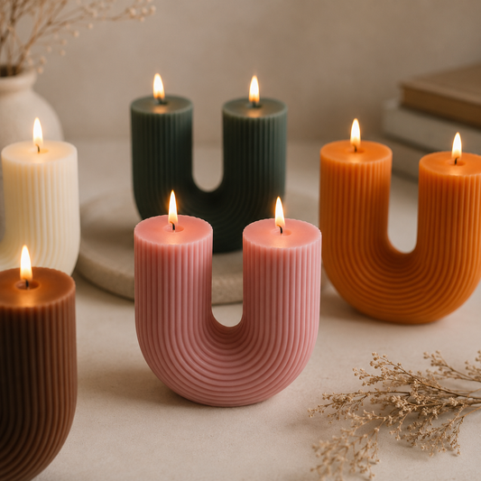 Sculptural Ribbed  Candle