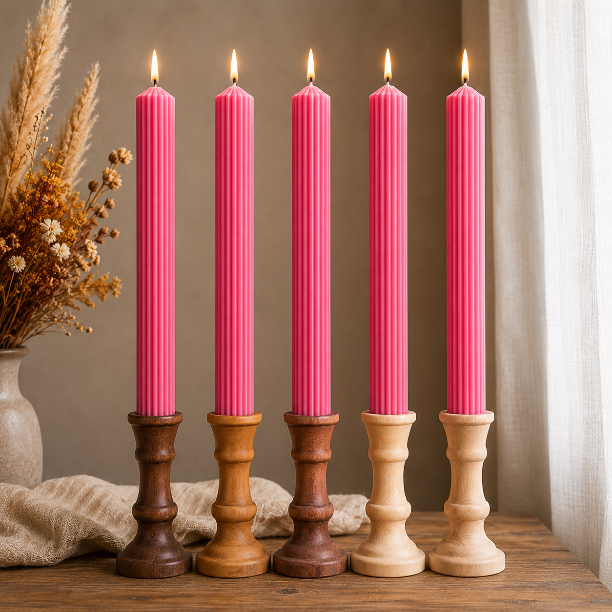 Lining Textured Pillar Candles