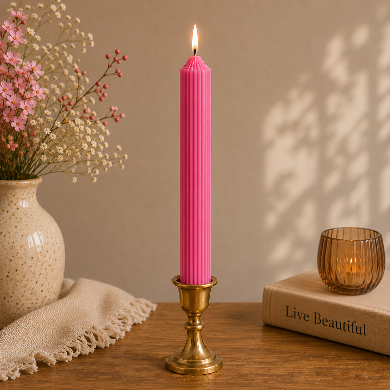 Lining Textured Pillar Candles