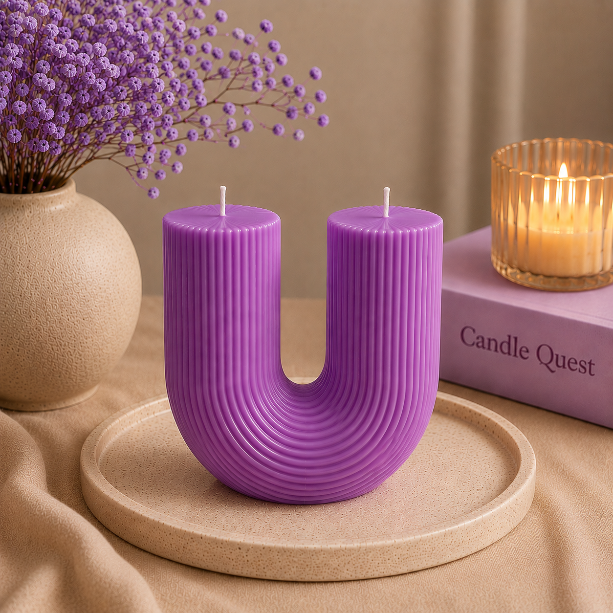 Sculptural Ribbed  Candle