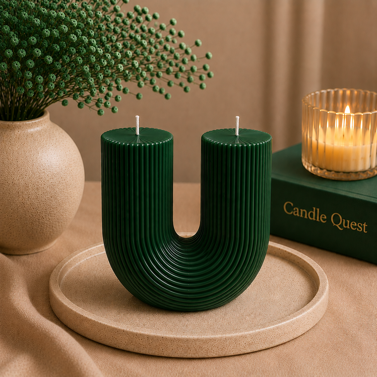 Sculptural Ribbed  Candle