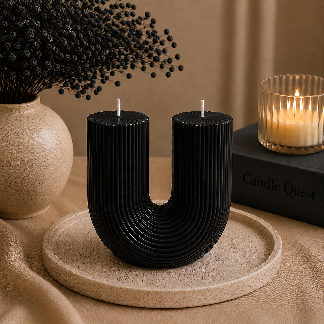 Sculptural Ribbed  Candle