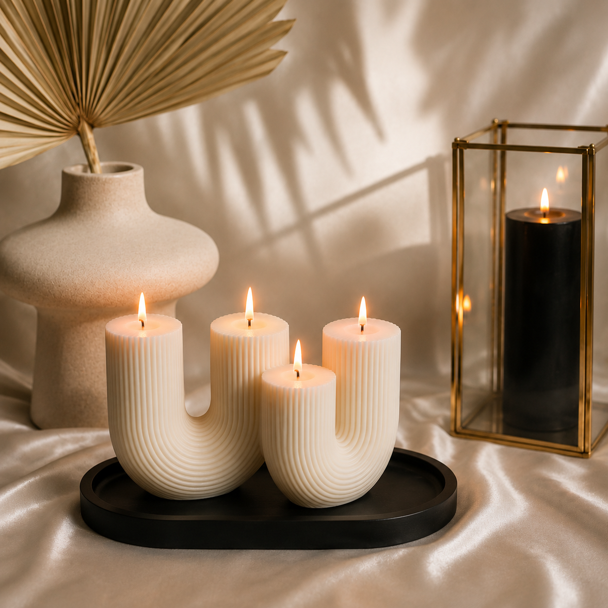Sculptural Ribbed  Candle
