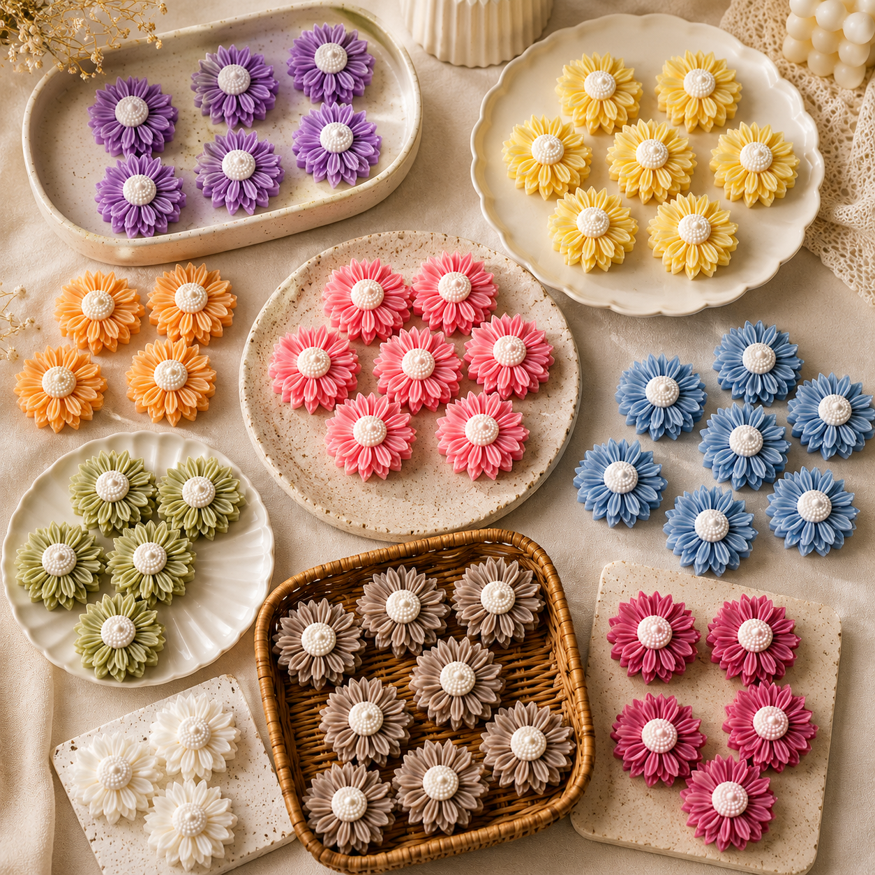 Blooming Daisy Flower Candle