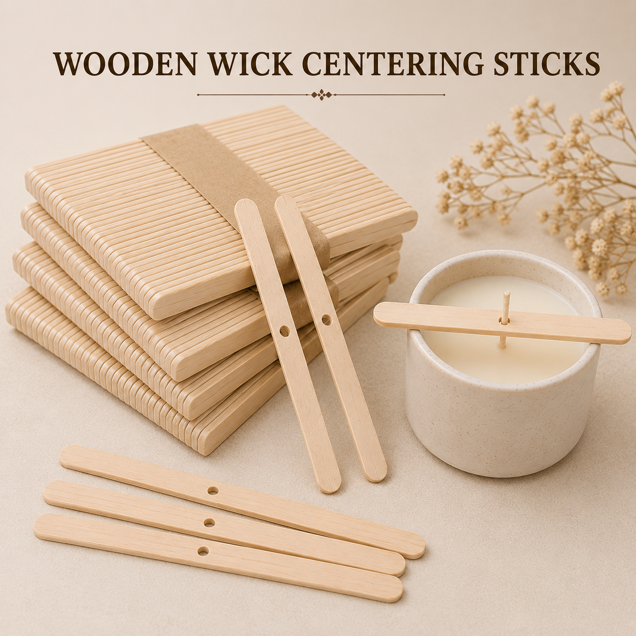 Wooden Wick Centering Stick