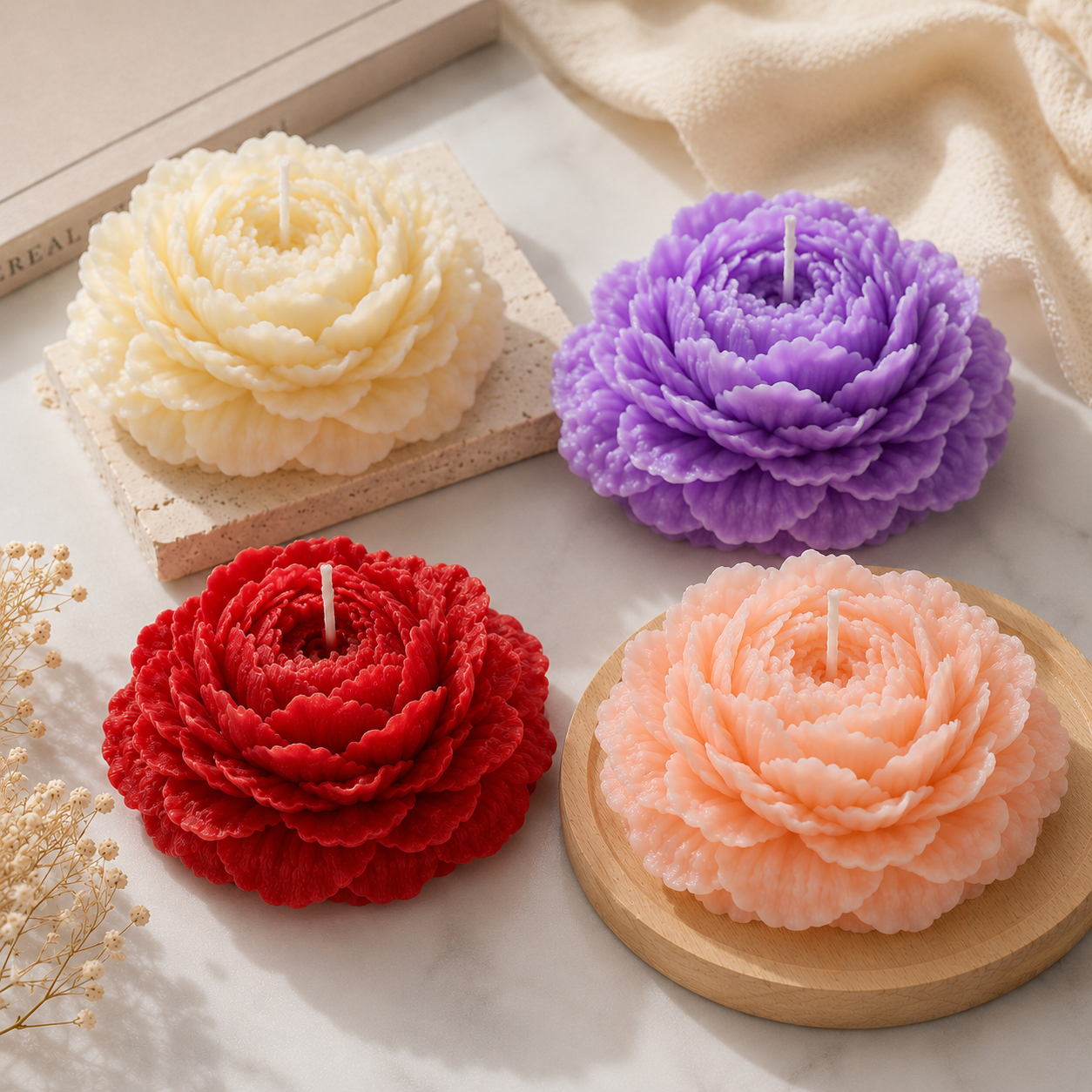 Peony Flower Candle