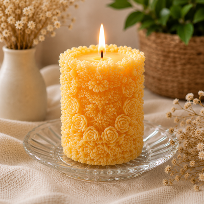Floral Pillar Candle