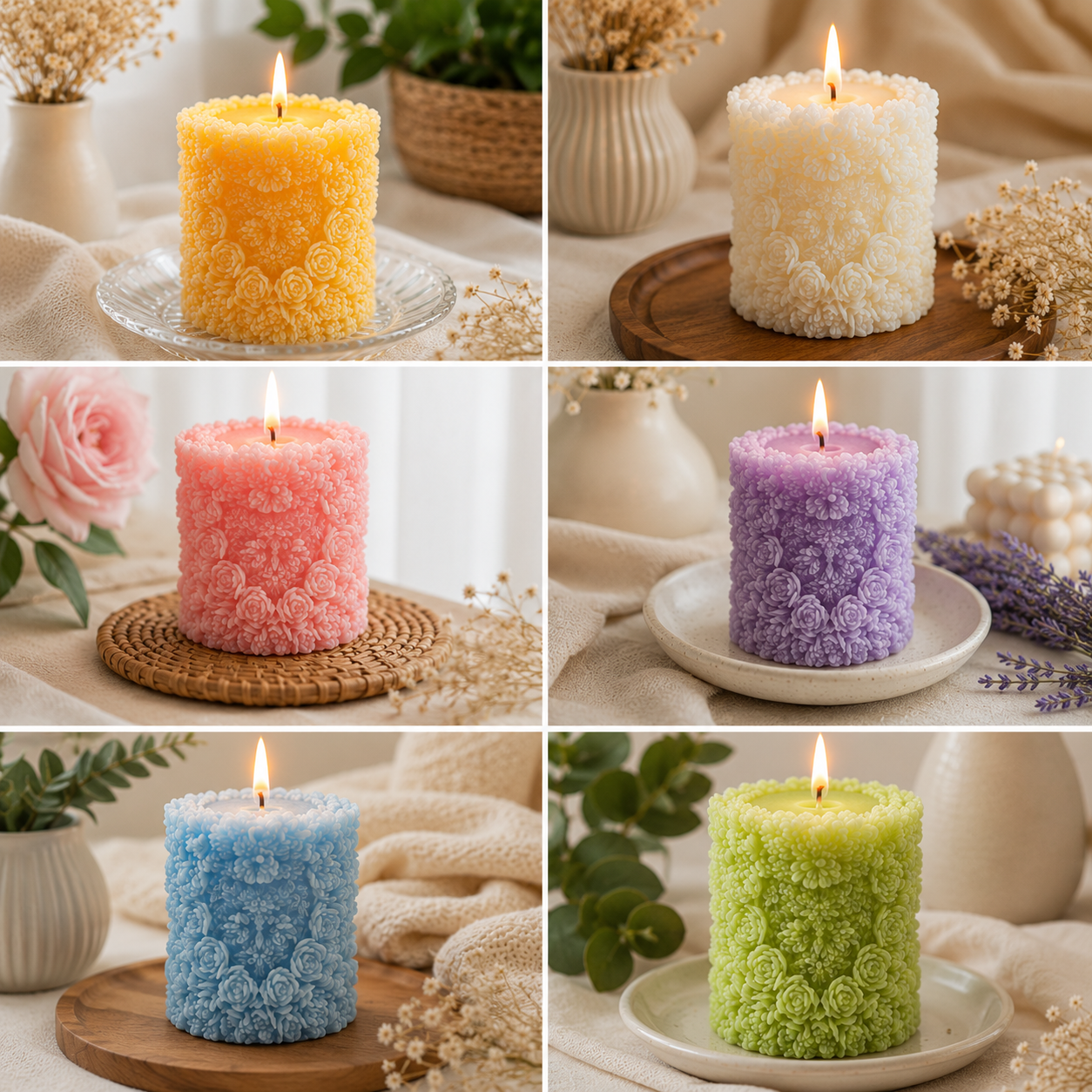 Floral Pillar Candle