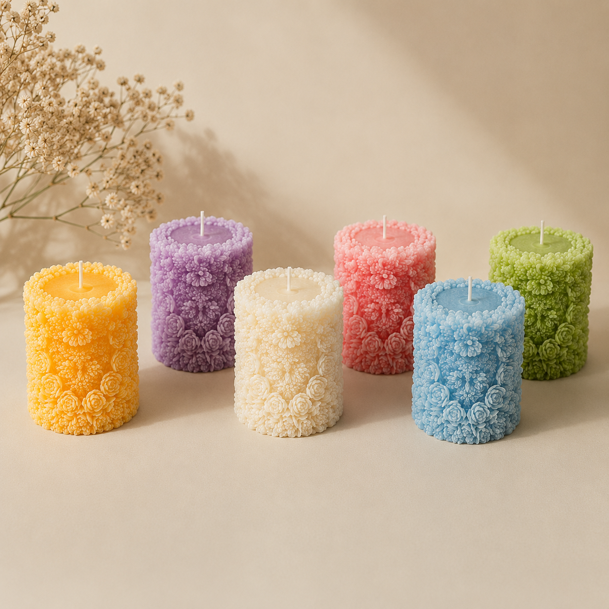 Floral Pillar Candle