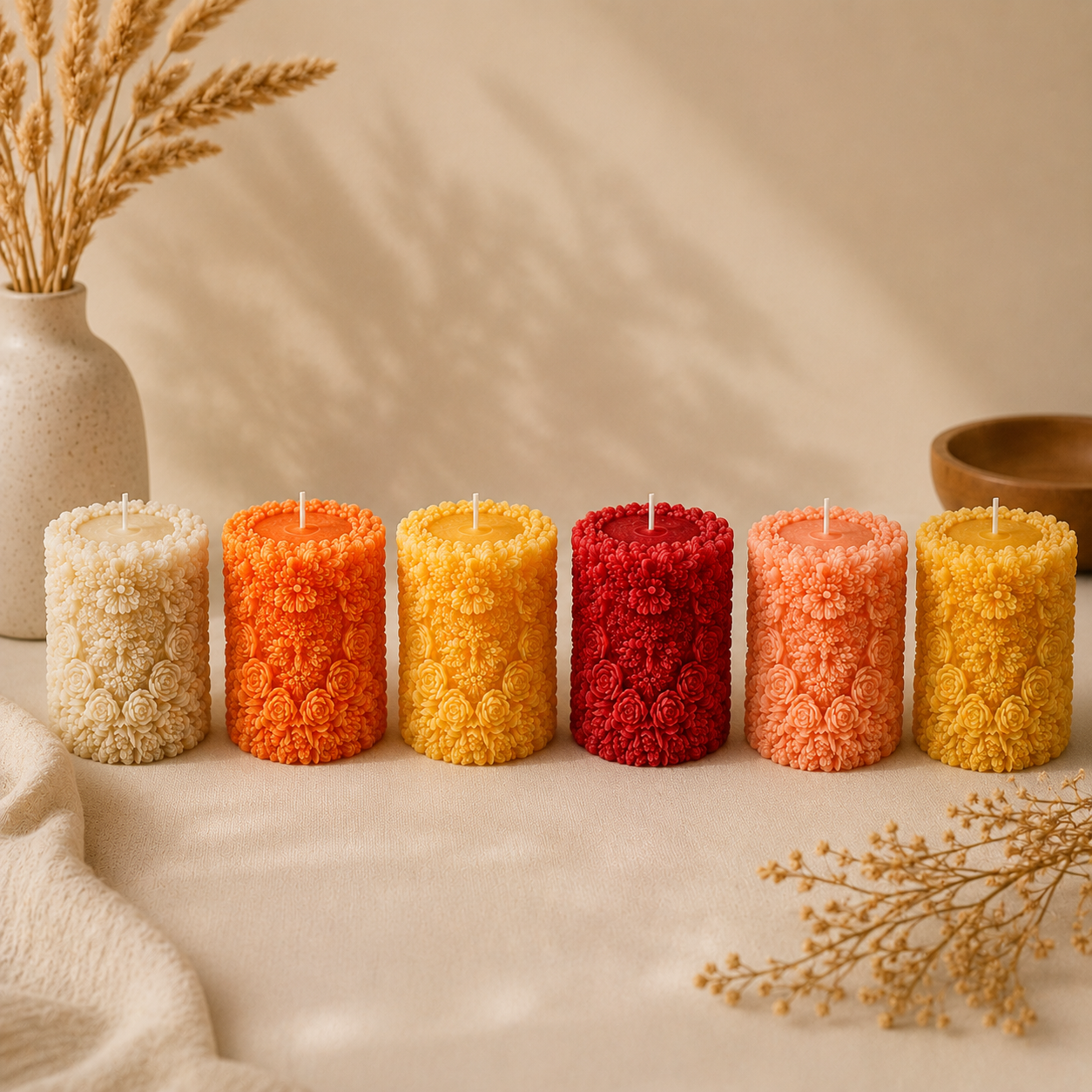 Floral Pillar Candle