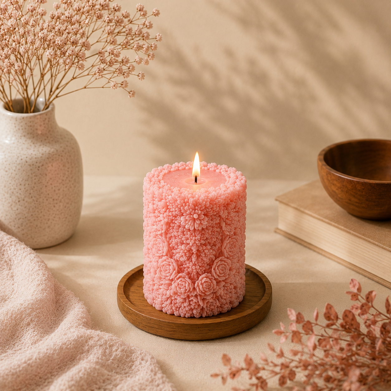 Floral Pillar Candle