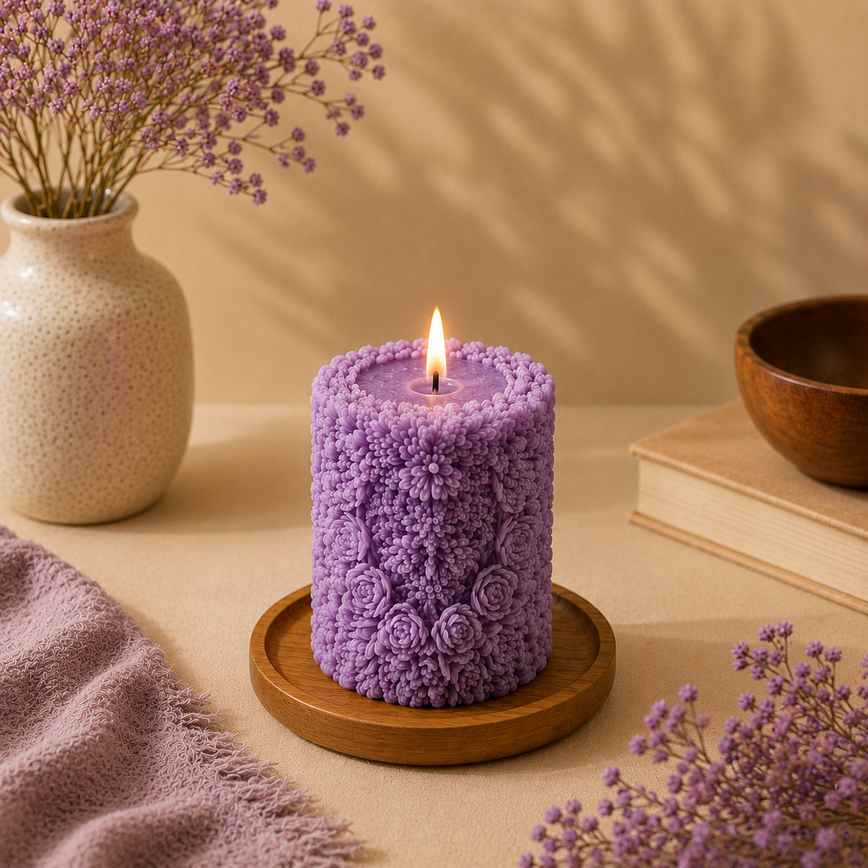 Floral Pillar Candle