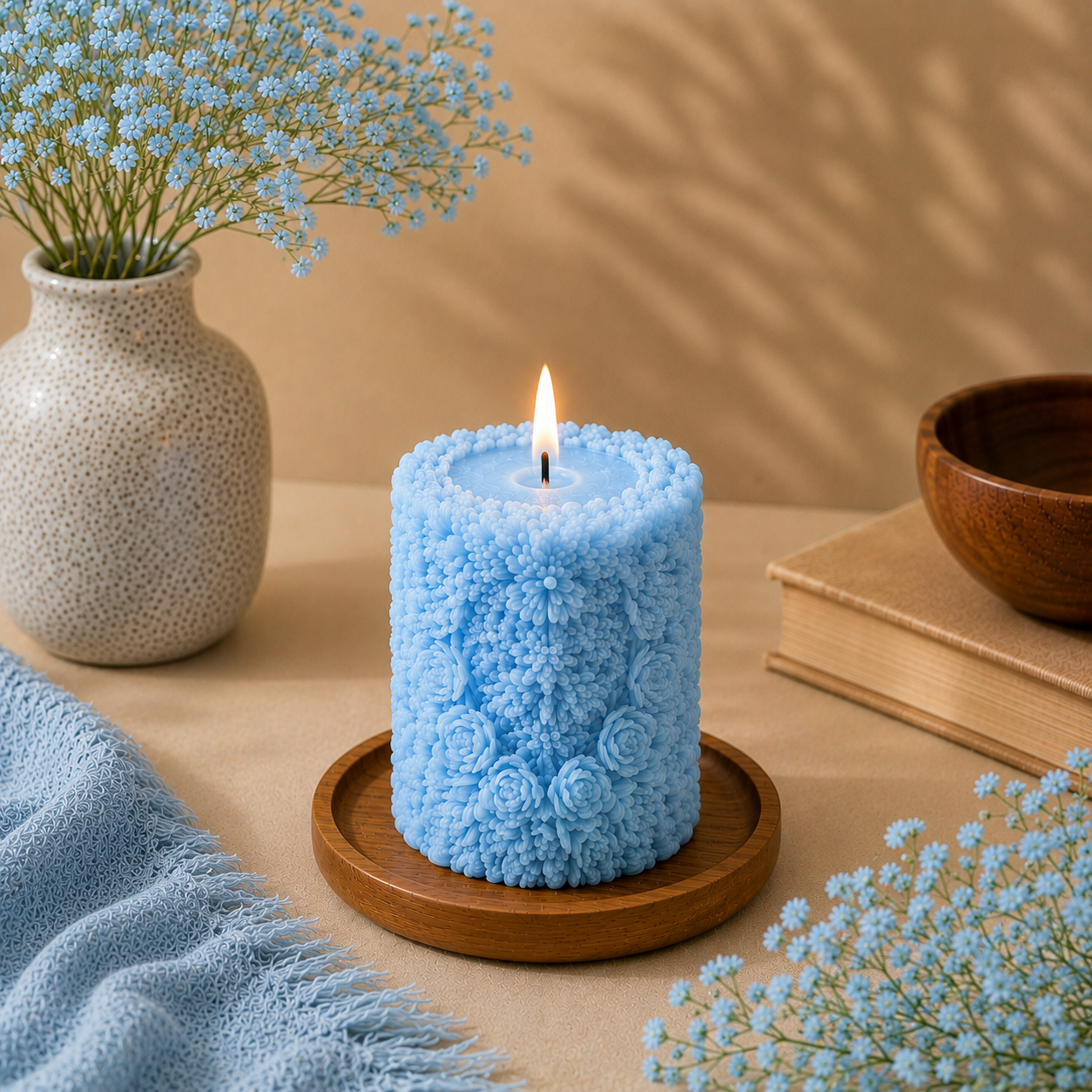 Floral Pillar Candle