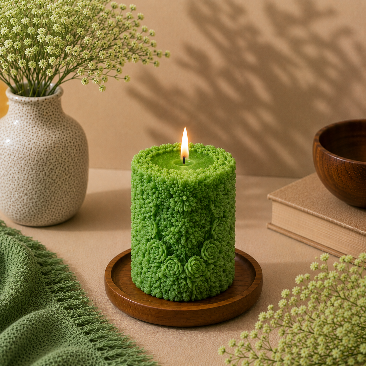 Floral Pillar Candle