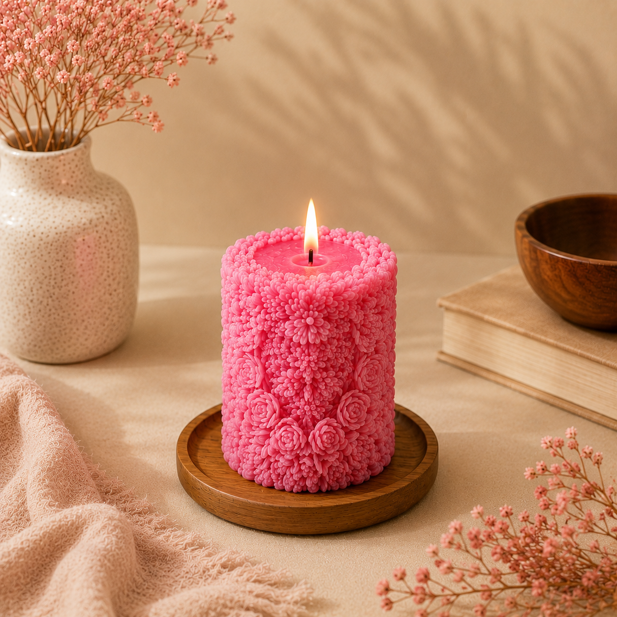 Floral Pillar Candle