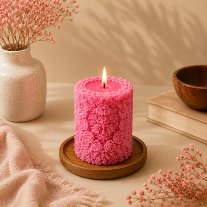 Floral Pillar Candle