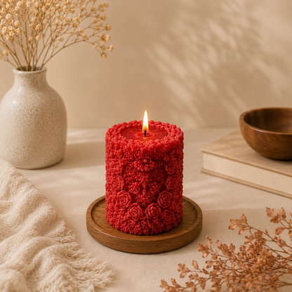 Floral Pillar Candle
